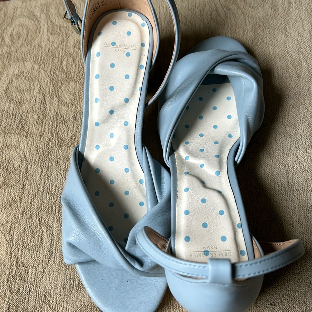 Draper James Light Blue Knotted Strap Sandals